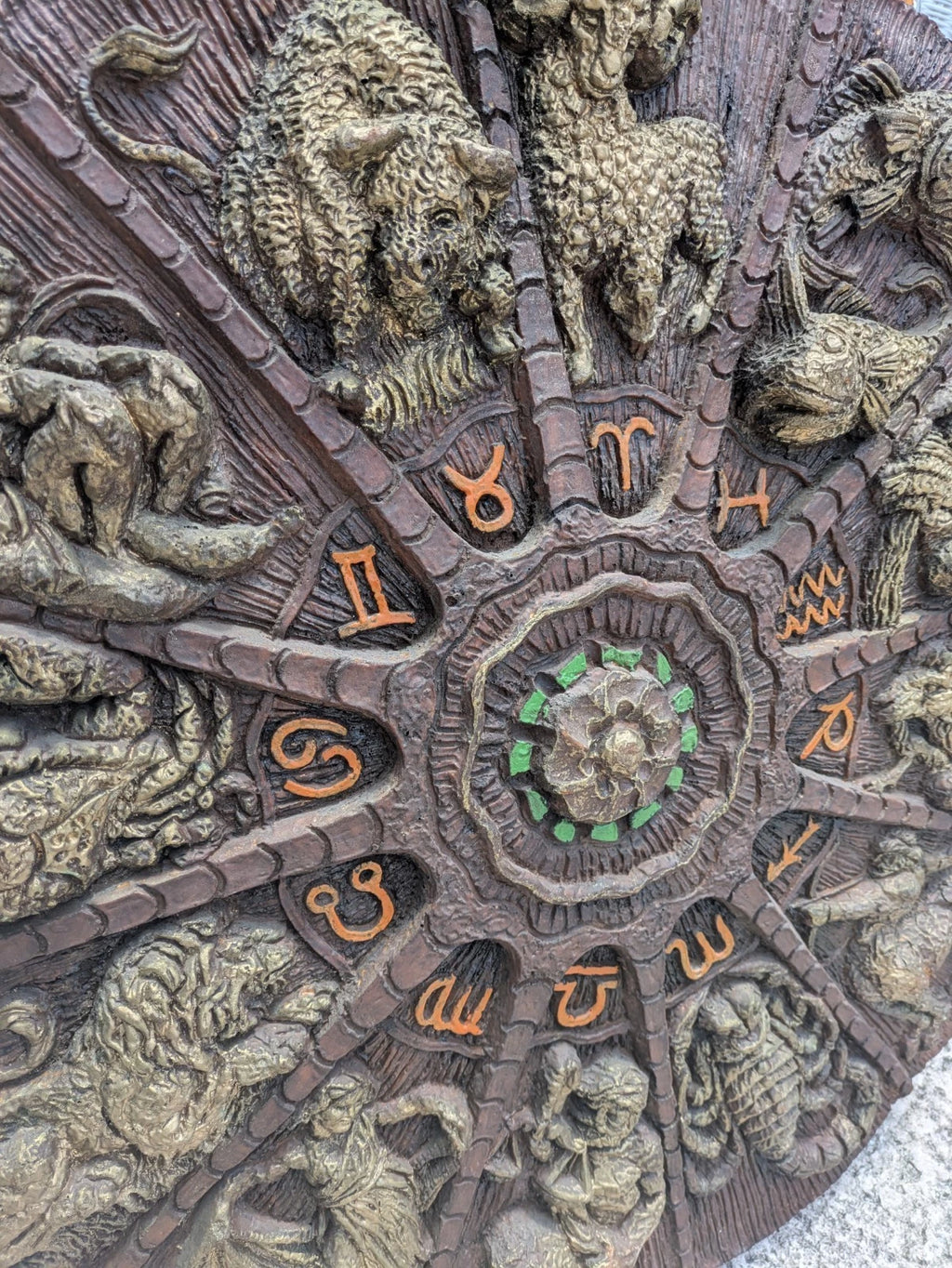 RARE Vintage MCM 30 in Astrology Zodiac Fiberglass/Pla<wbr/>ster Wall Plaque Art
