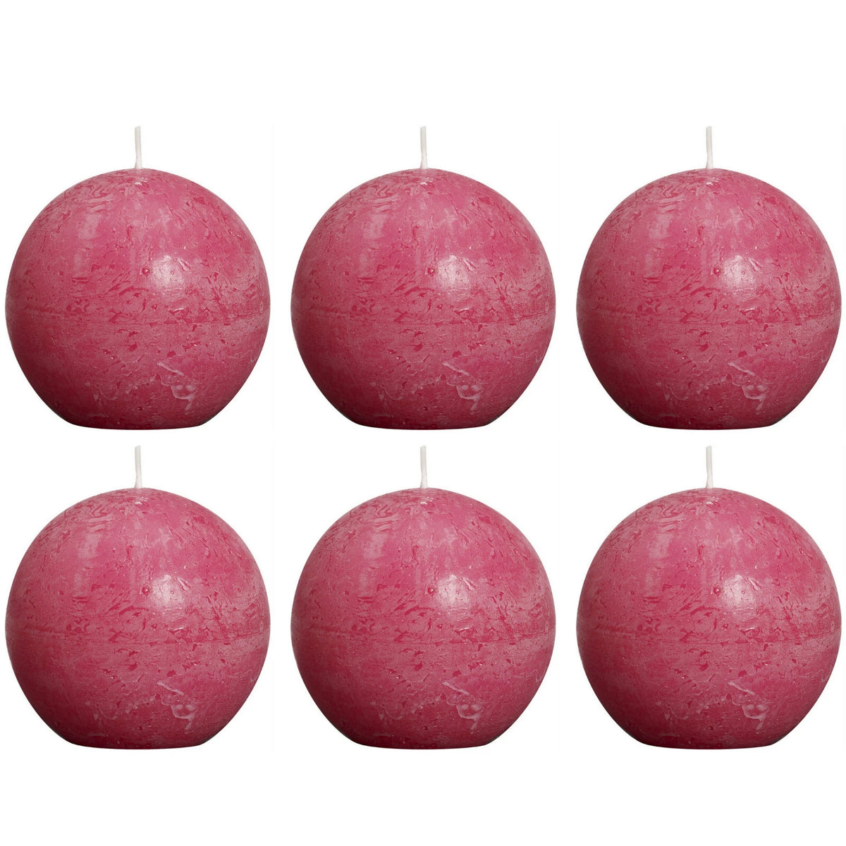 6 Stück Bolsius Rustik Kugelkerzen 80mm durchgefärbt Rustic Ballkerzen