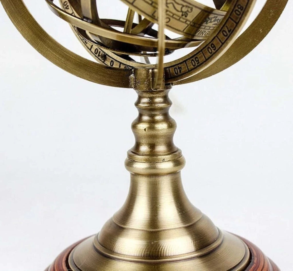 Messing Armillarkugel Astrolabium Tischkugel Astrologie drehbare Schilder Dekor