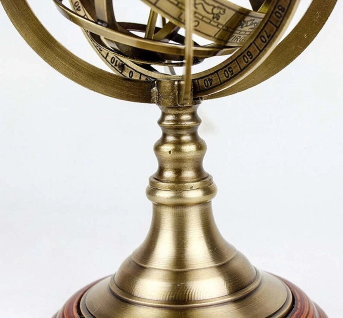 Messing Armillarkugel Astrolabium Tischkugel Astrologie drehbare Schilder Dekor