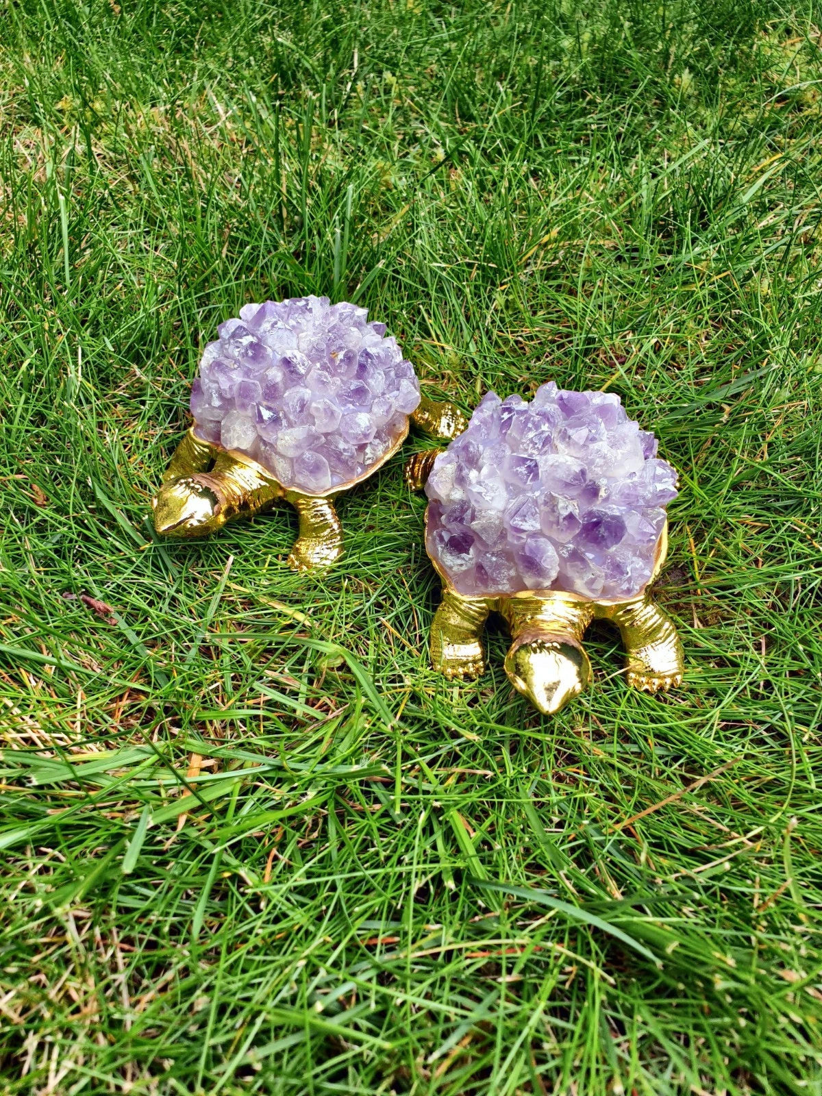 Amethyst Schildkröte – Spiritueller Schutz &amp; Heilstein Energie Figur Glück neu