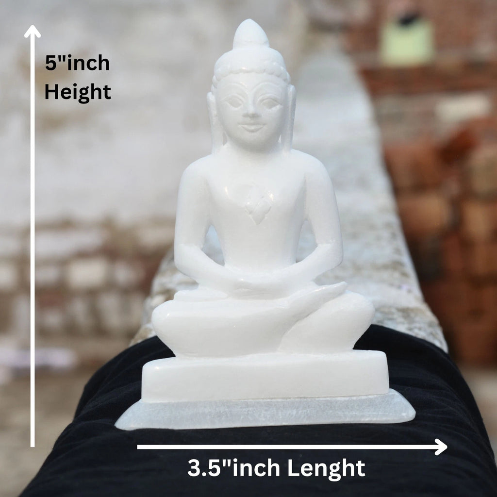 Marble Mahavir Swami Spiritual Statue Jain Temple Decor Meditation and Worship