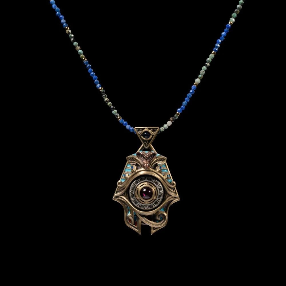 Eye of Horus Spinner Pendant, Egyptian Jewelry Gifts for Men, Protection Amulet