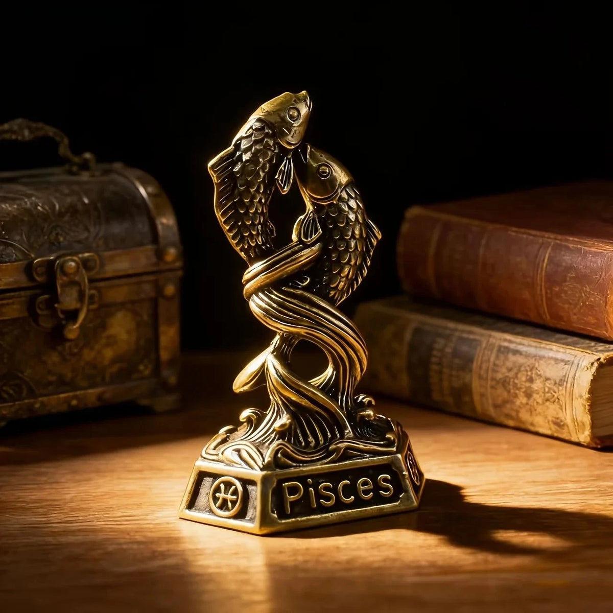 Brass Zodiac Sign Figurine Vintage Constellation Statue Home Office Decor