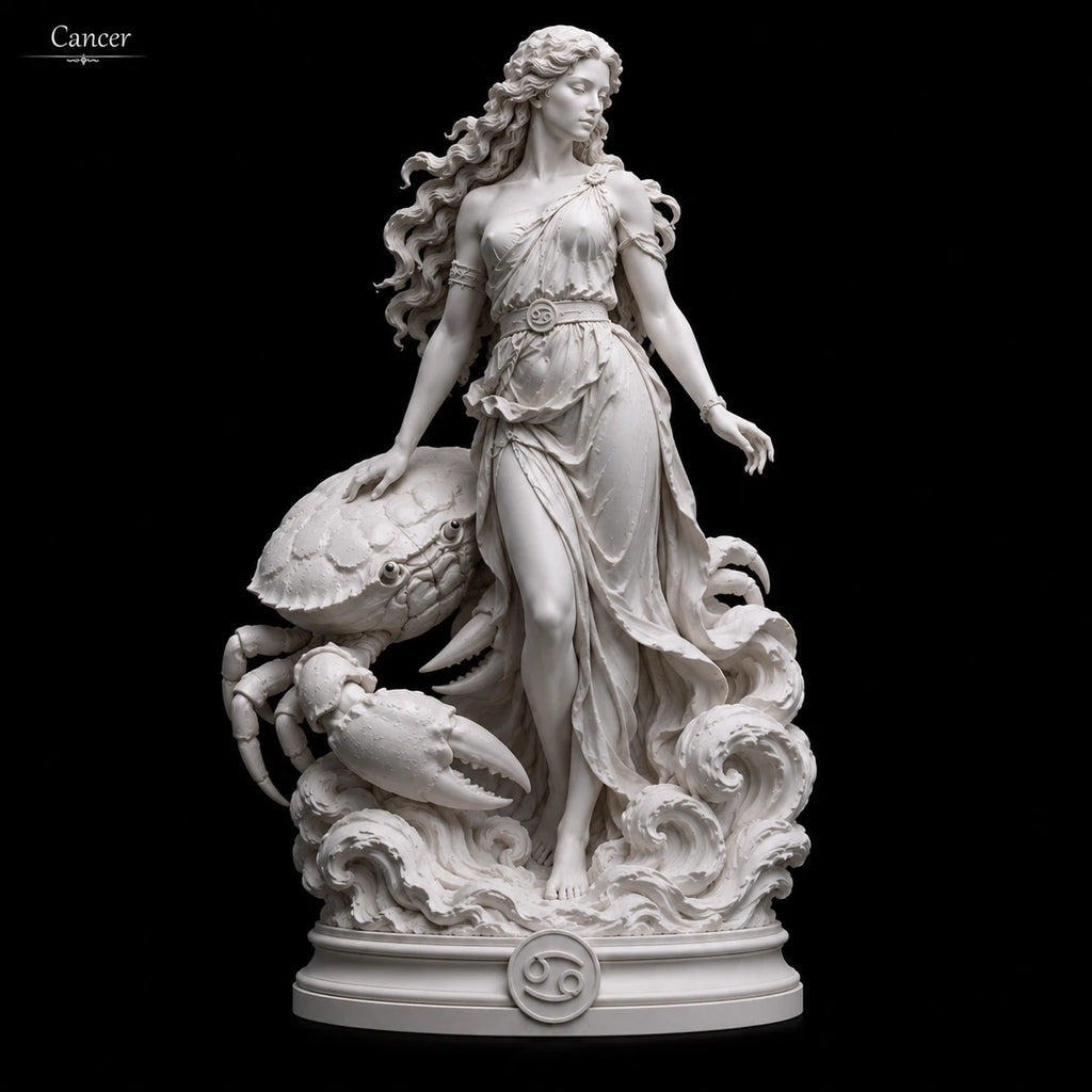 Cancer Zodiac Sculpture, 20 cm Resin Statue, Astrology Home Decor
