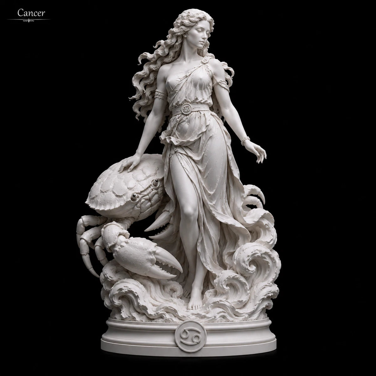 Cancer Zodiac Sculpture, 20 cm Resin Statue, Astrology Home Decor