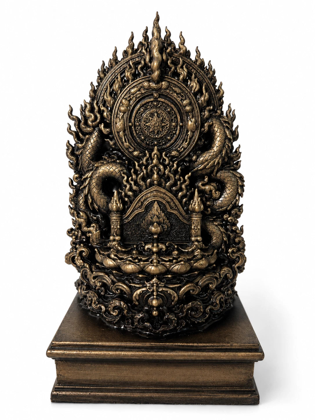 Buddha Statue Meditation Figur Zen Skulptur Spirituelle Deko Bronze Optik 24cm