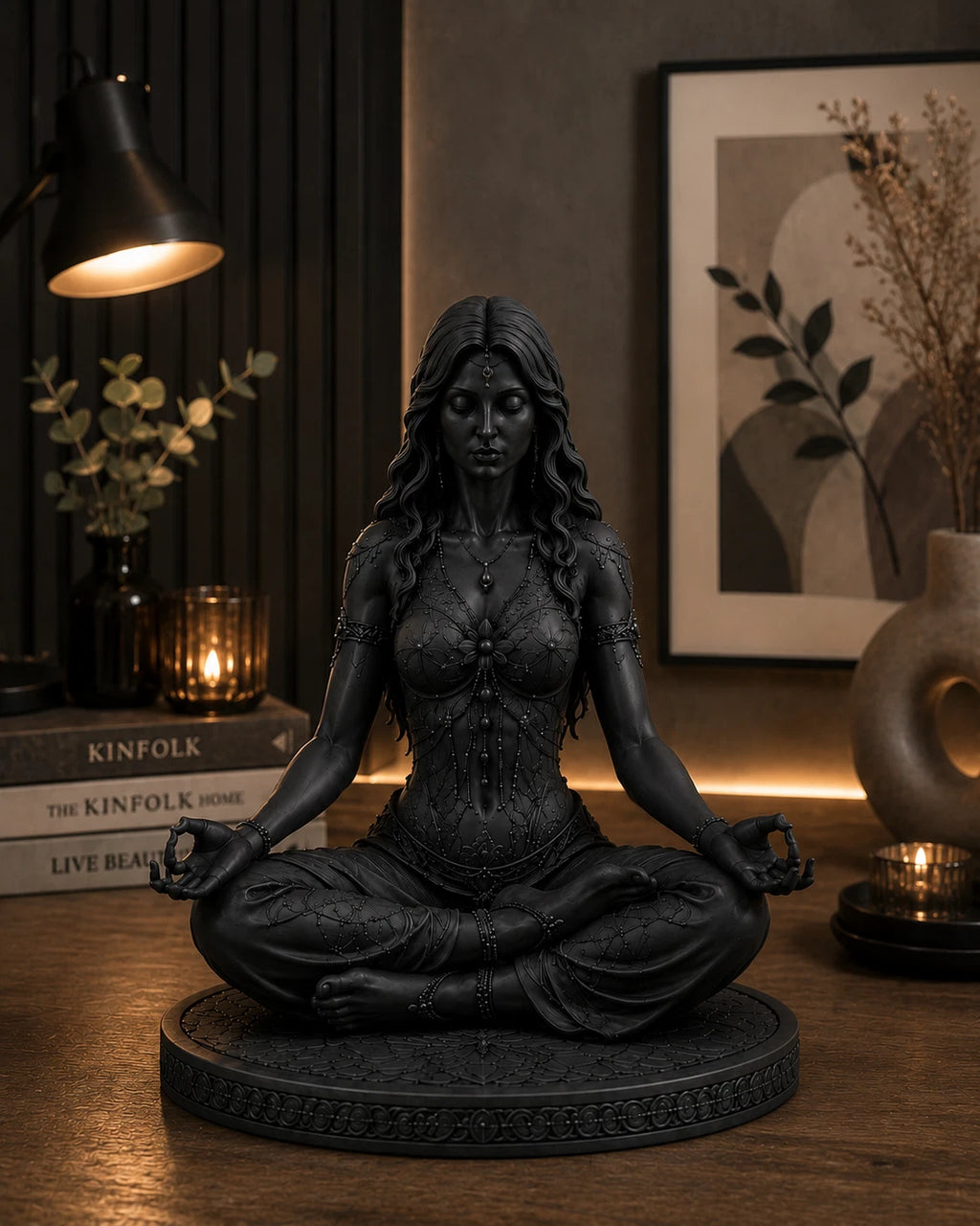 Meditierende Frau Figur, Yoga Meditation Statue, Spirituelle Boho Wohndeko