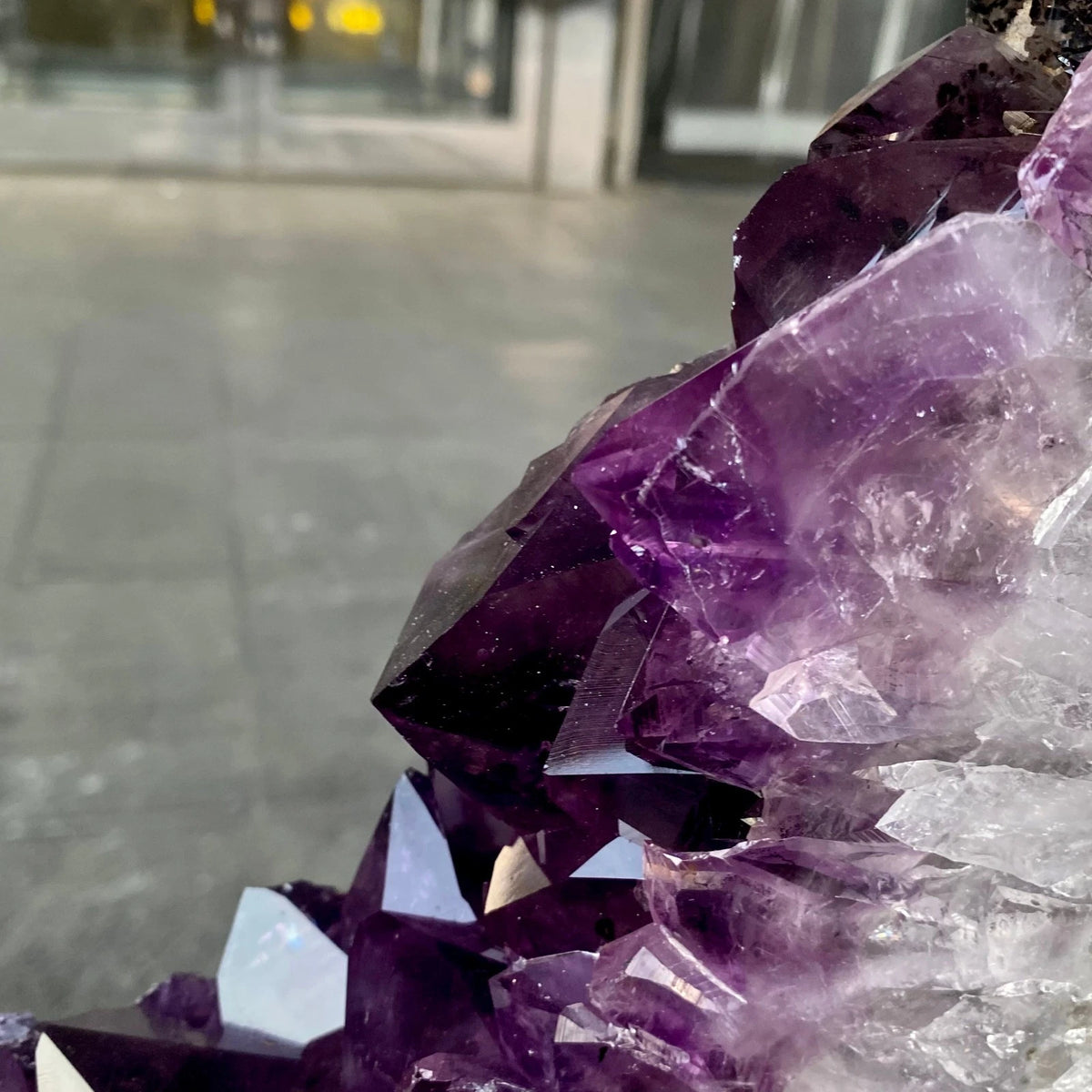 23.01LB Natural amethyst hole quartz cluster crystal Coarse slice pecimen