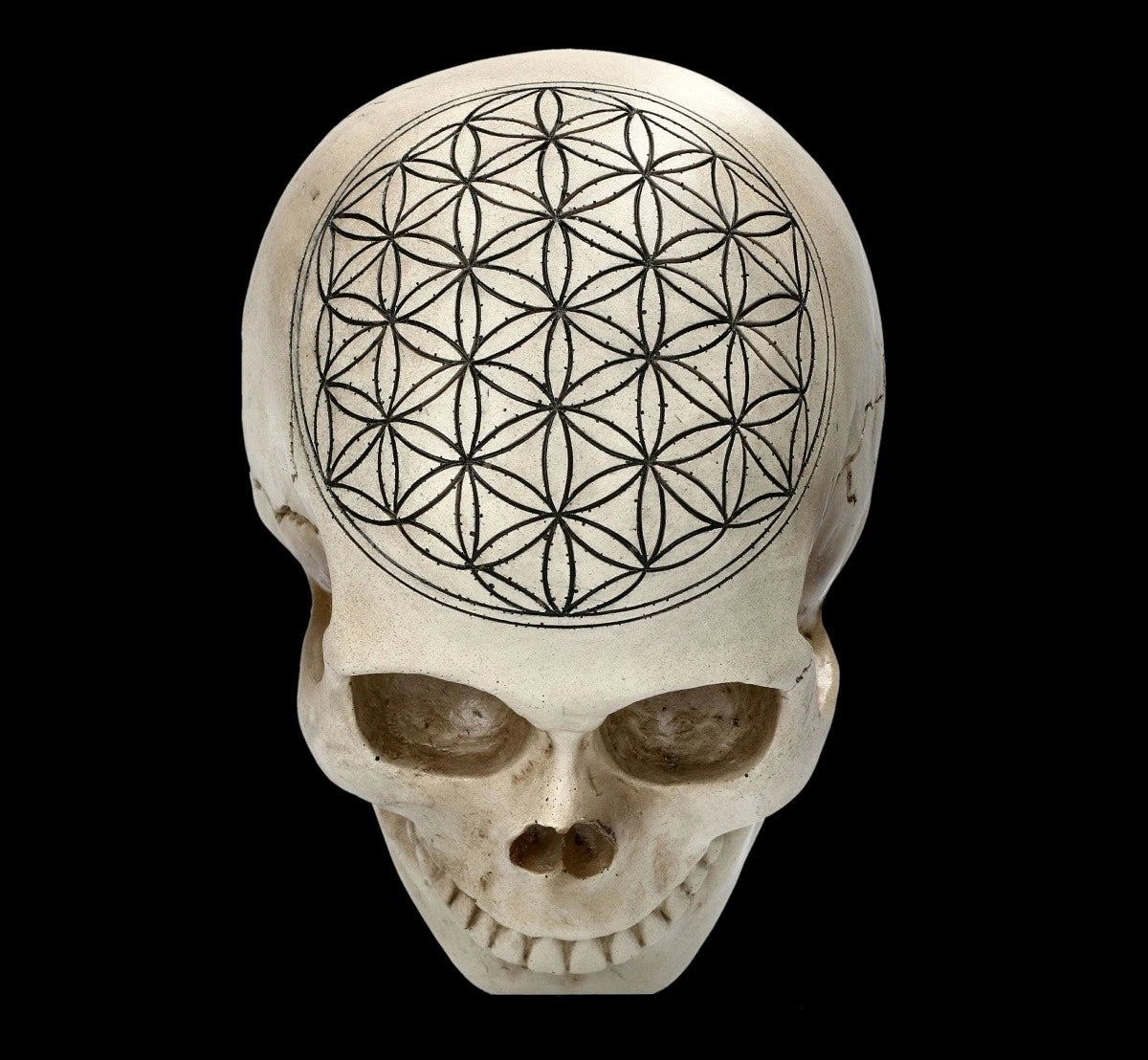 Totenkopf Heilige Geometrie - Blume des Lebens - spirituelle Schädel Figur - Dek