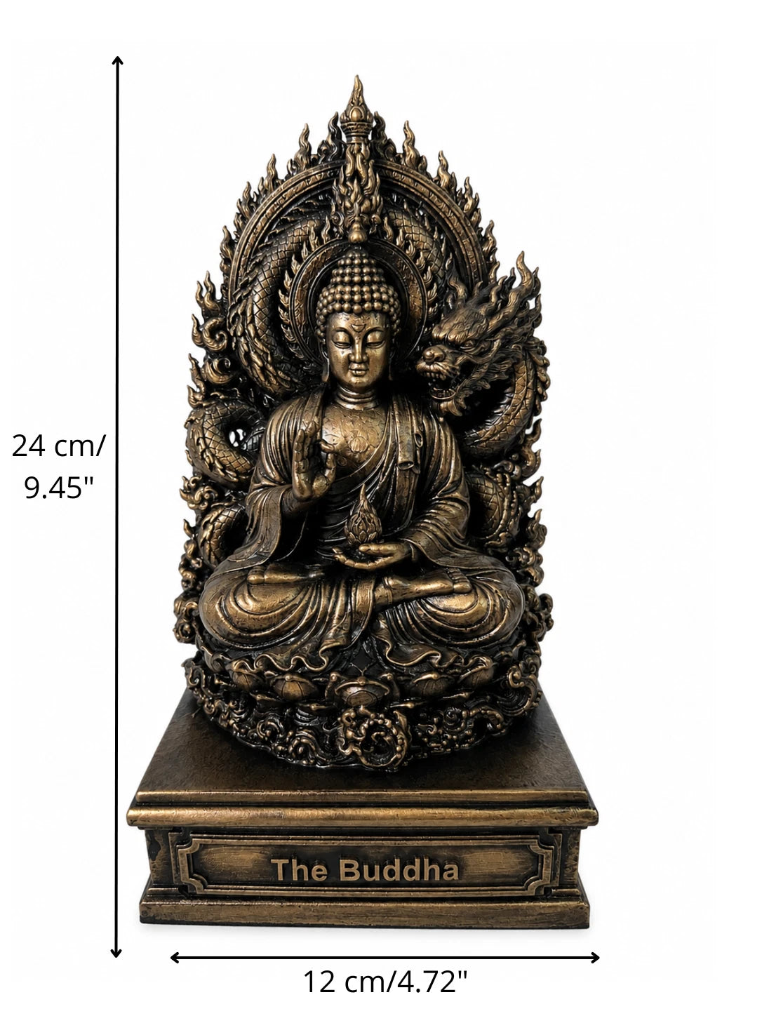 Buddha Statue Meditation Figur Zen Skulptur Spirituelle Deko Bronze Optik 24cm