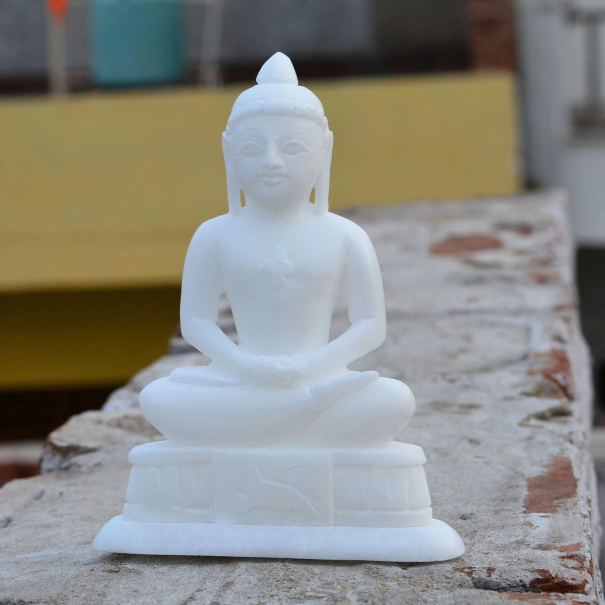 Marble Mahavir Swami Spiritual Statue Jain Temple Decor Meditation and Worship