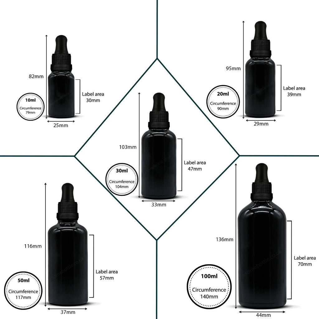 SCHWARZ Glas Tropferflasche mit Pipette Augentropfen Öle Aromatherapie Großhandel