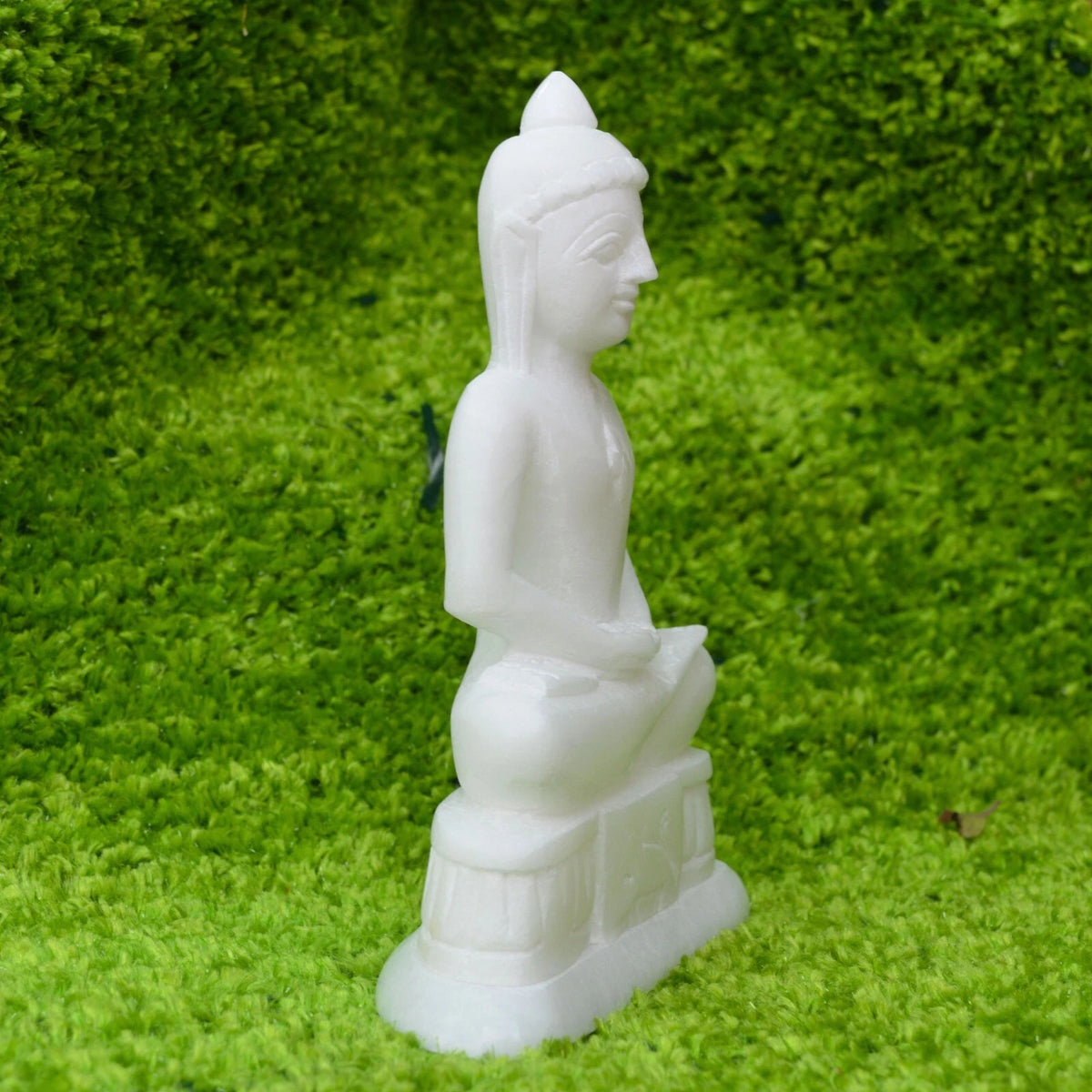 Marble Mahavir Swami Spiritual Statue Jain Temple Decor Meditation and Worship