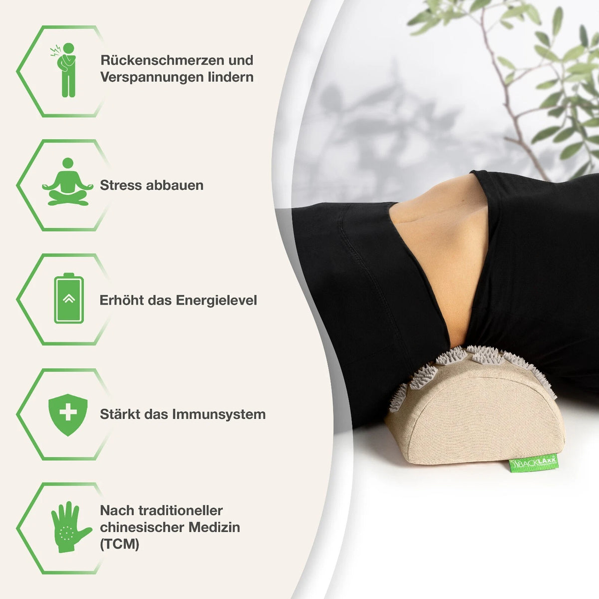 BACKLAxx ® Akupressur Nackenrolle - 2592 Spitzen - mit Befestigungsba<wbr/>nd