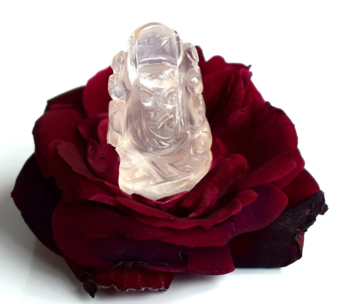 Natürliche 40 Ct Lord Ganesha Rosa Quarz Spirituelle Figur AD68