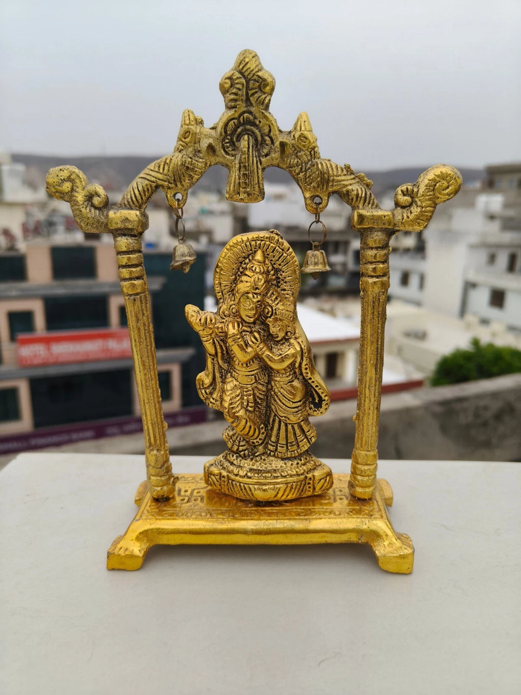 Lord Krishna Statue, Metal Radha Krishna Statue, Handmade Statue for Gift
