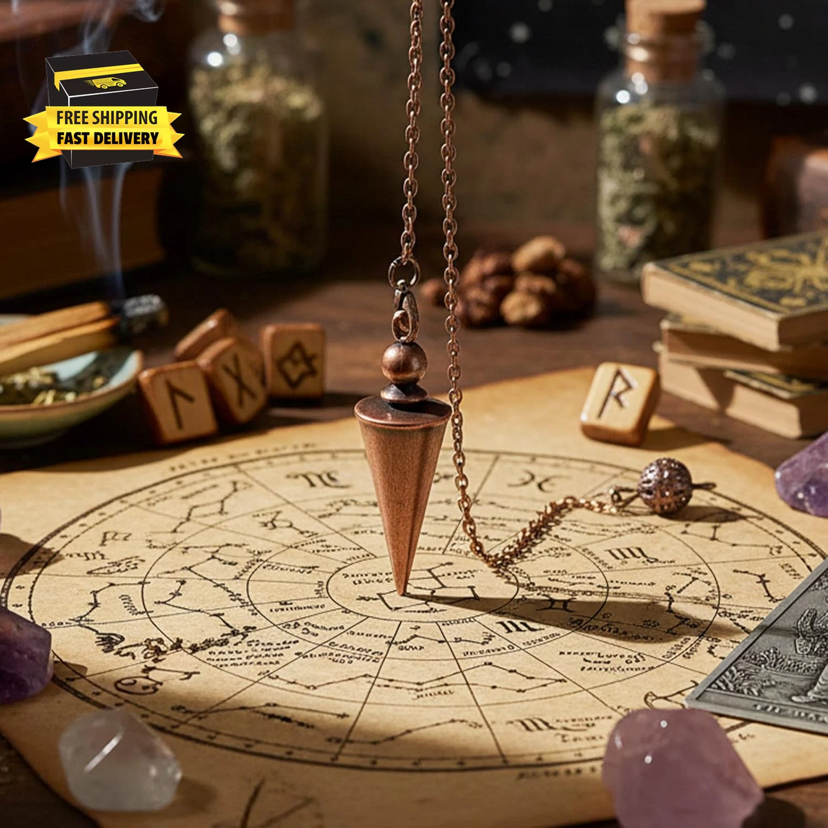 Copper Healing Pendulum Spiritual Divination Pendulum for Witchcraft Supplies, B