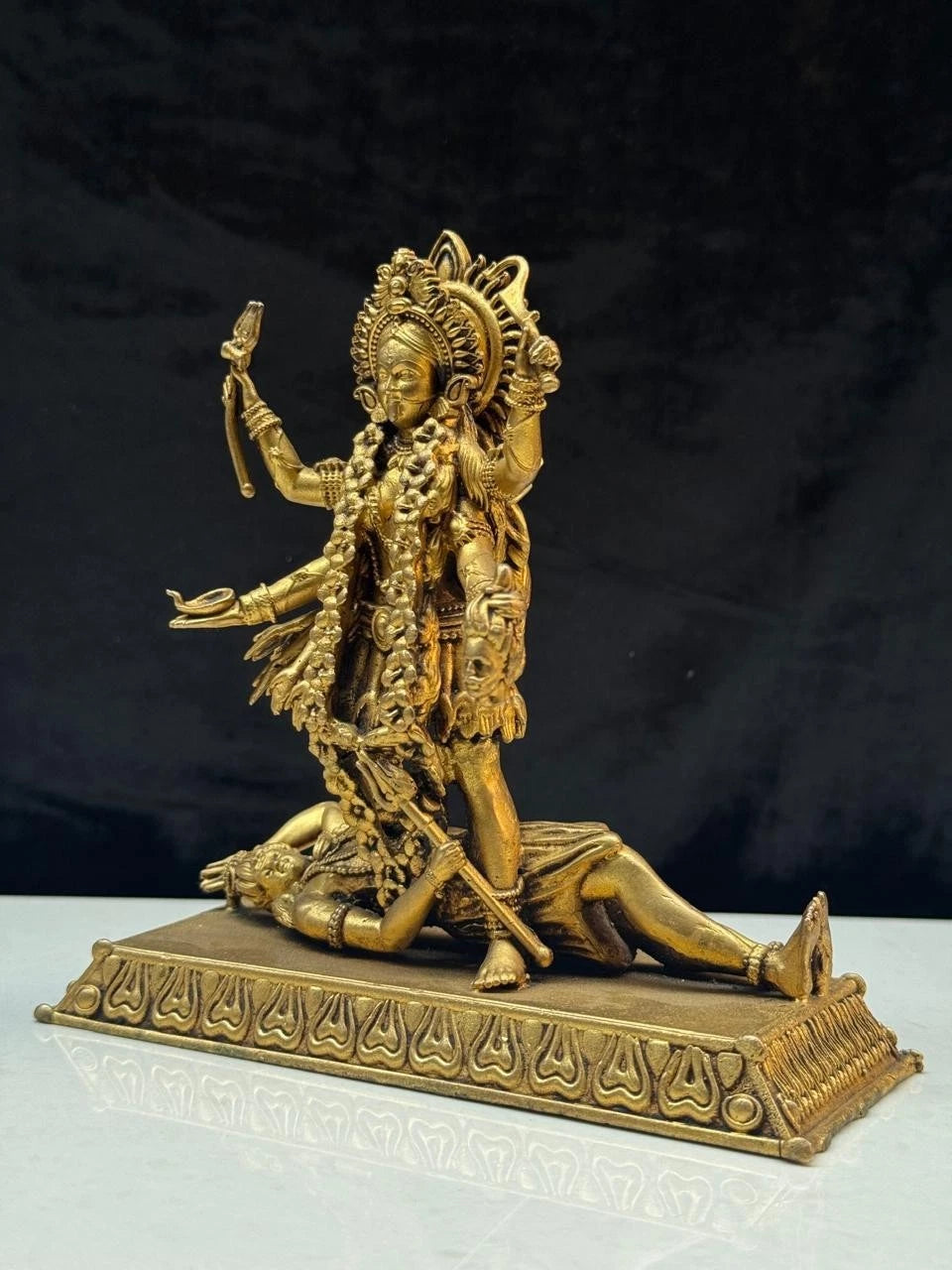 Brass Kali Mata Statue Hindu Goddess Idol for Home Temple Spiritual Decor