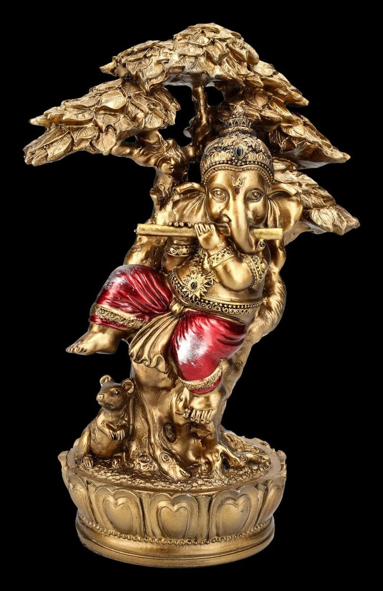 Indische Ganesha Dekofigur – Musizierend Spirituelle Hindu Statuette H 22 cm