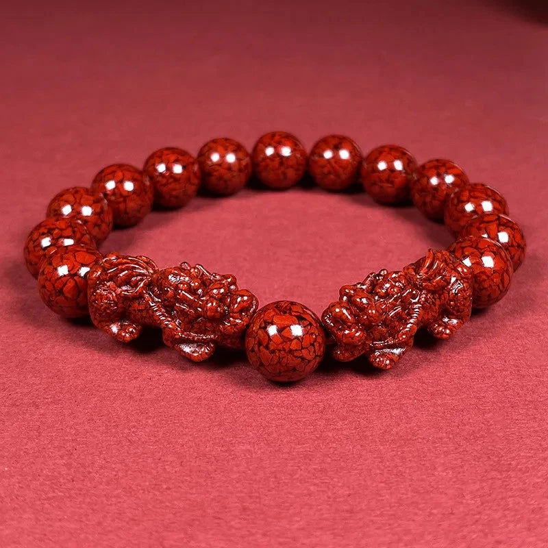 1Pc Exquisitely Natural Cinnabar PI Xiu Bracelet Luck Amulet Bangle Jewelry