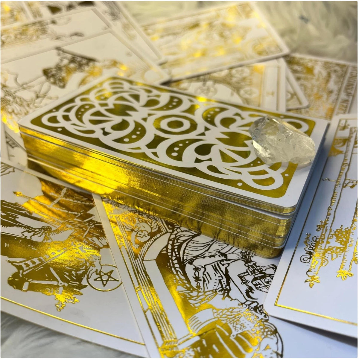 Elegant All Gold Tarot: 80 Cards with 1909 Designs to Enhance Divination