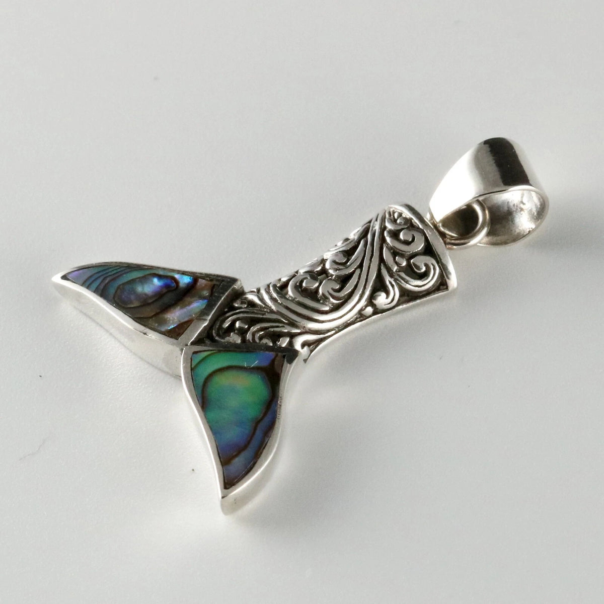 925er Silber Anhänger Kettenanhänger Walflosse Abalone Perlmutt Handarbeit PS687