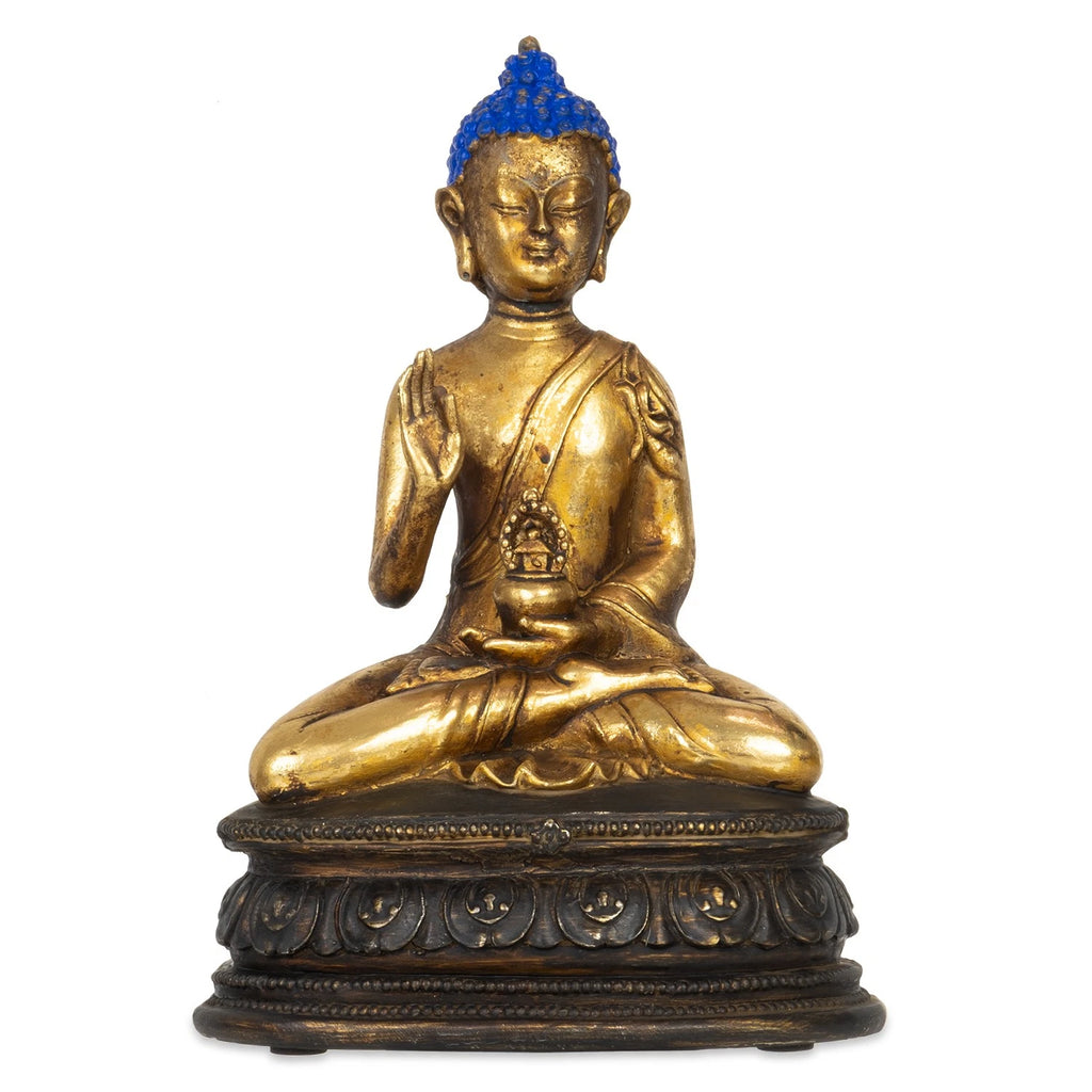 Buddhafigur gold sitzend 14,5 x 10,5 x 22 cm Dekofigur Polyresin spirituell