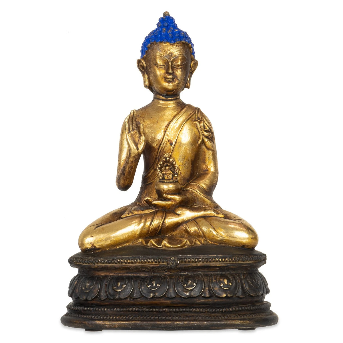 Buddhafigur gold sitzend 14,5 x 10,5 x 22 cm Dekofigur Polyresin spirituell