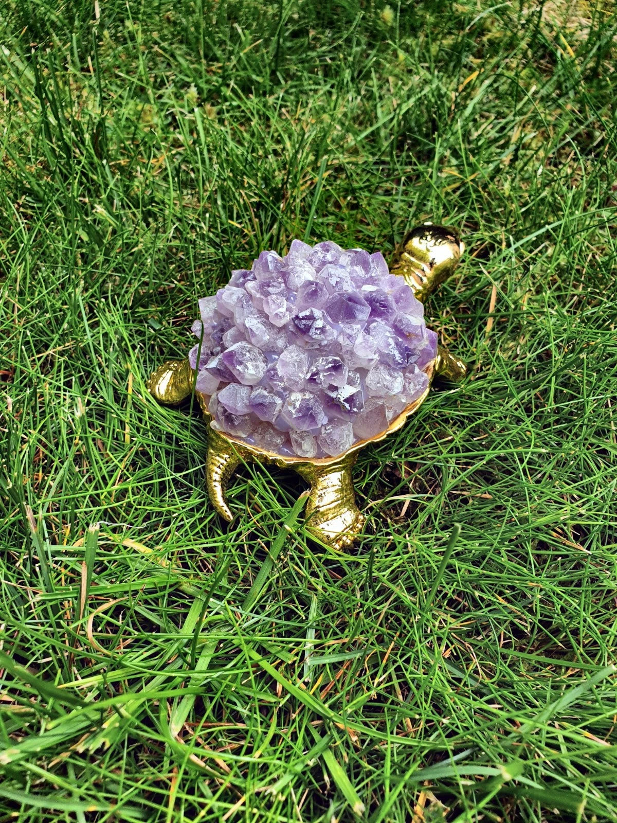 Amethyst Schildkröte – Spiritueller Schutz &amp; Heilstein Energie Figur Glück neu