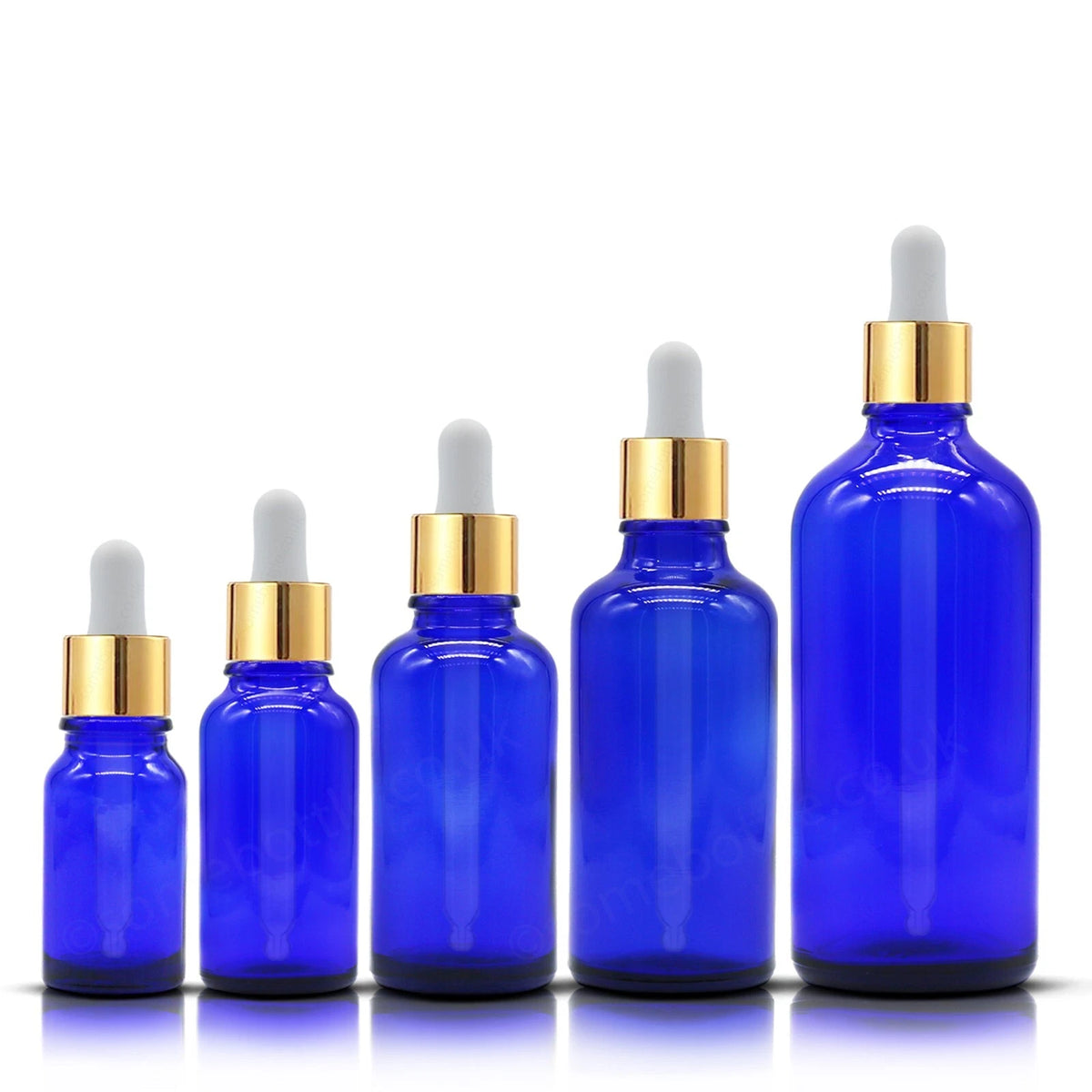 Blaue Glas Tropferflasche mit GOLD Aluminium Glaspipette für Aromatherapie Öl