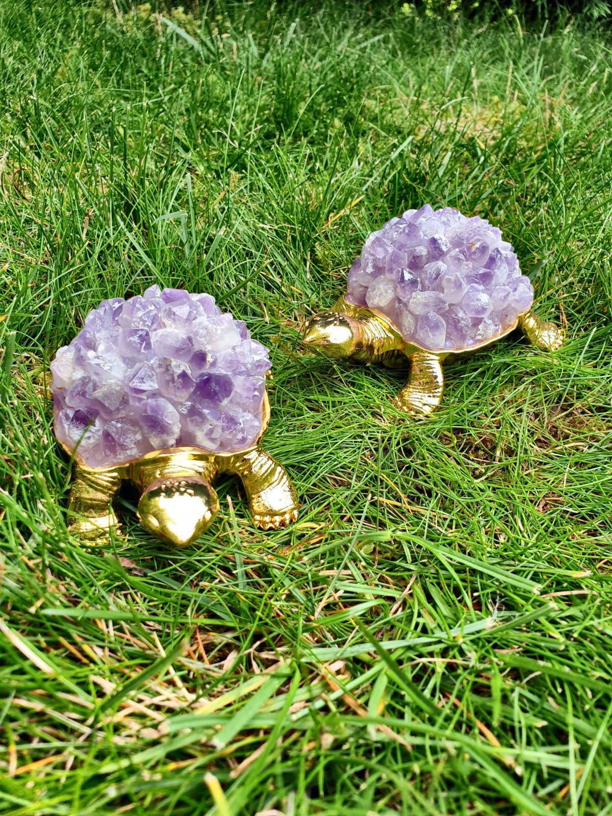 Amethyst Schildkröte – Spiritueller Schutz &amp; Heilstein Energie Figur Glück neu
