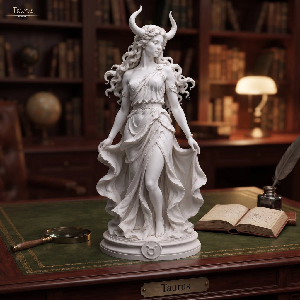 Taurus Zodiac Sculpture, 20 cm Resin Statue, Astrology Home Decor