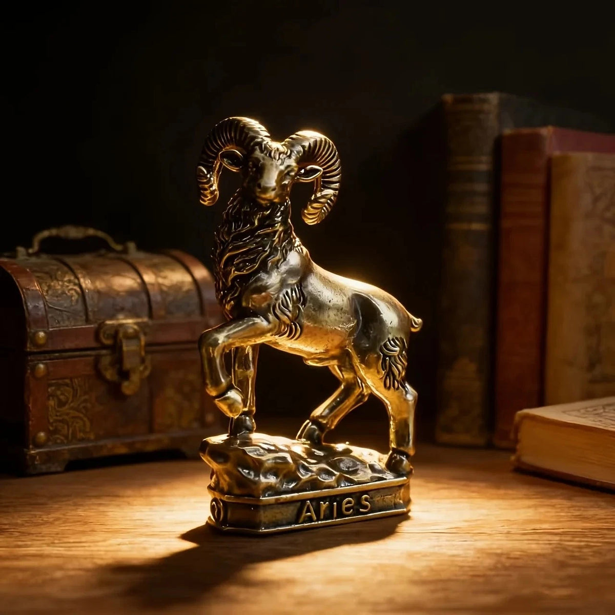 Brass Zodiac Sign Figurine Vintage Constellation Statue Home Office Decor