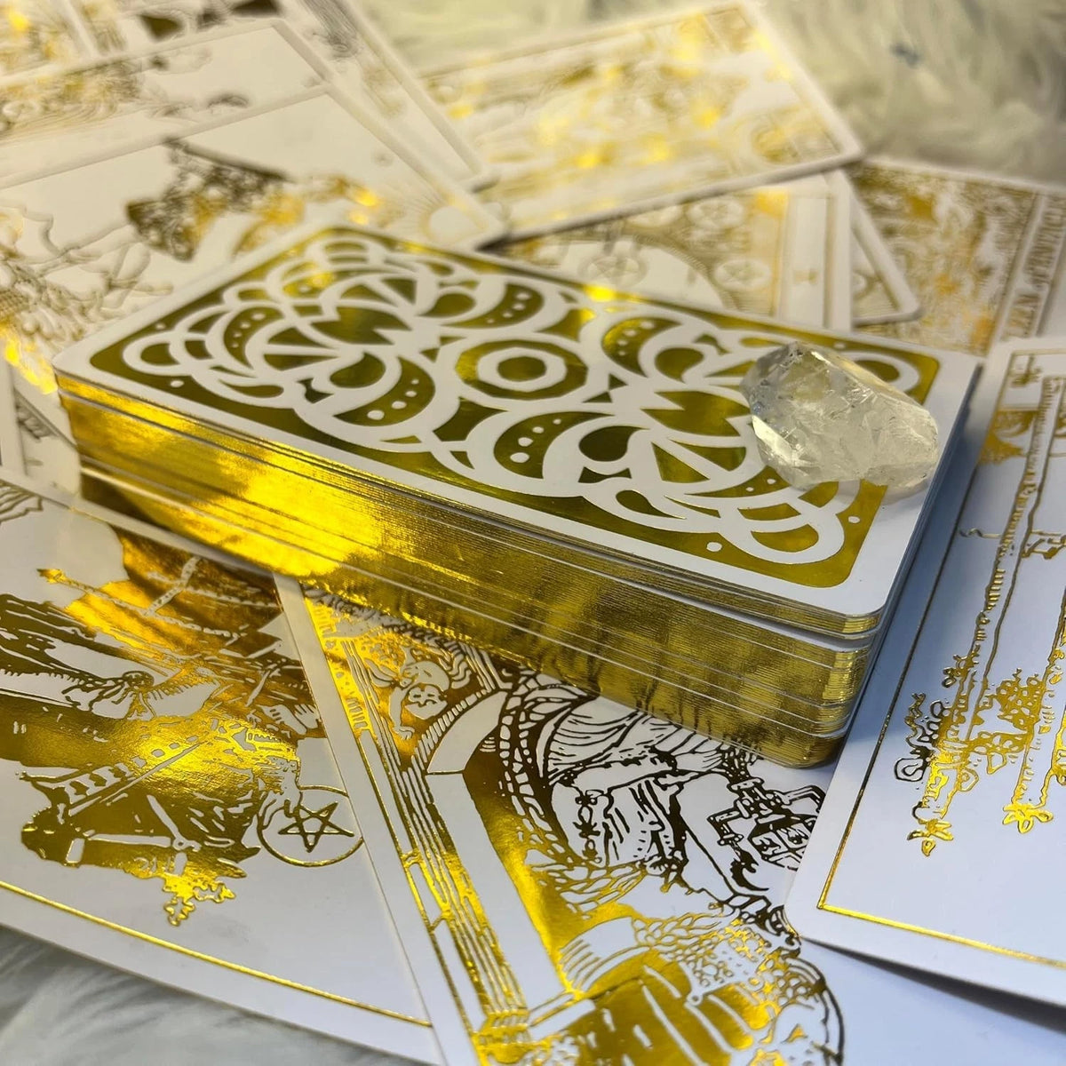 Elegant All Gold Tarot: 80 Cards with 1909 Designs to Enhance Divination