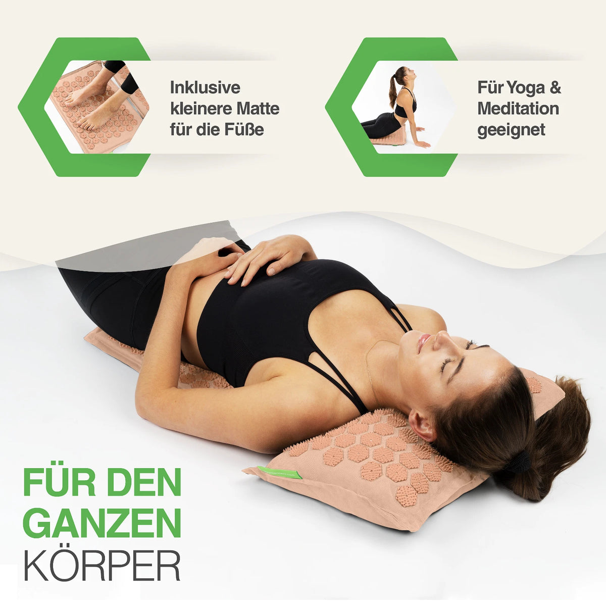 BACKLAxx® Akupressurmatt<wbr/>e XL Set mit Kissen Nadelmatte Massagematte Akupunktur