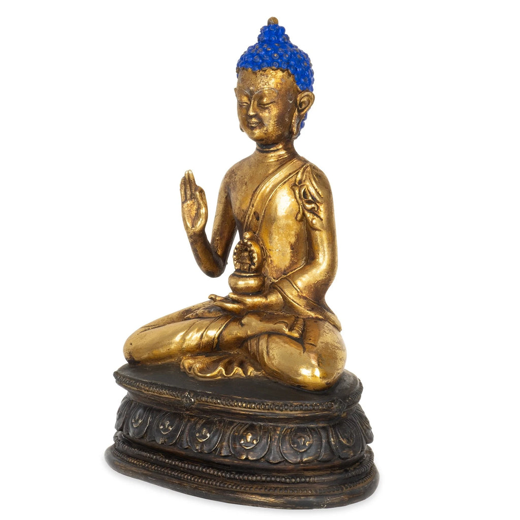 Buddhafigur gold sitzend 14,5 x 10,5 x 22 cm Dekofigur Polyresin spirituell