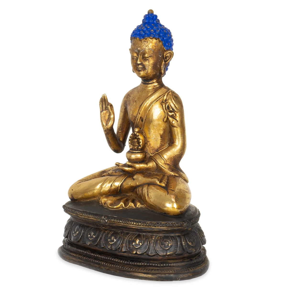 Buddhafigur gold sitzend 14,5 x 10,5 x 22 cm Dekofigur Polyresin spirituell