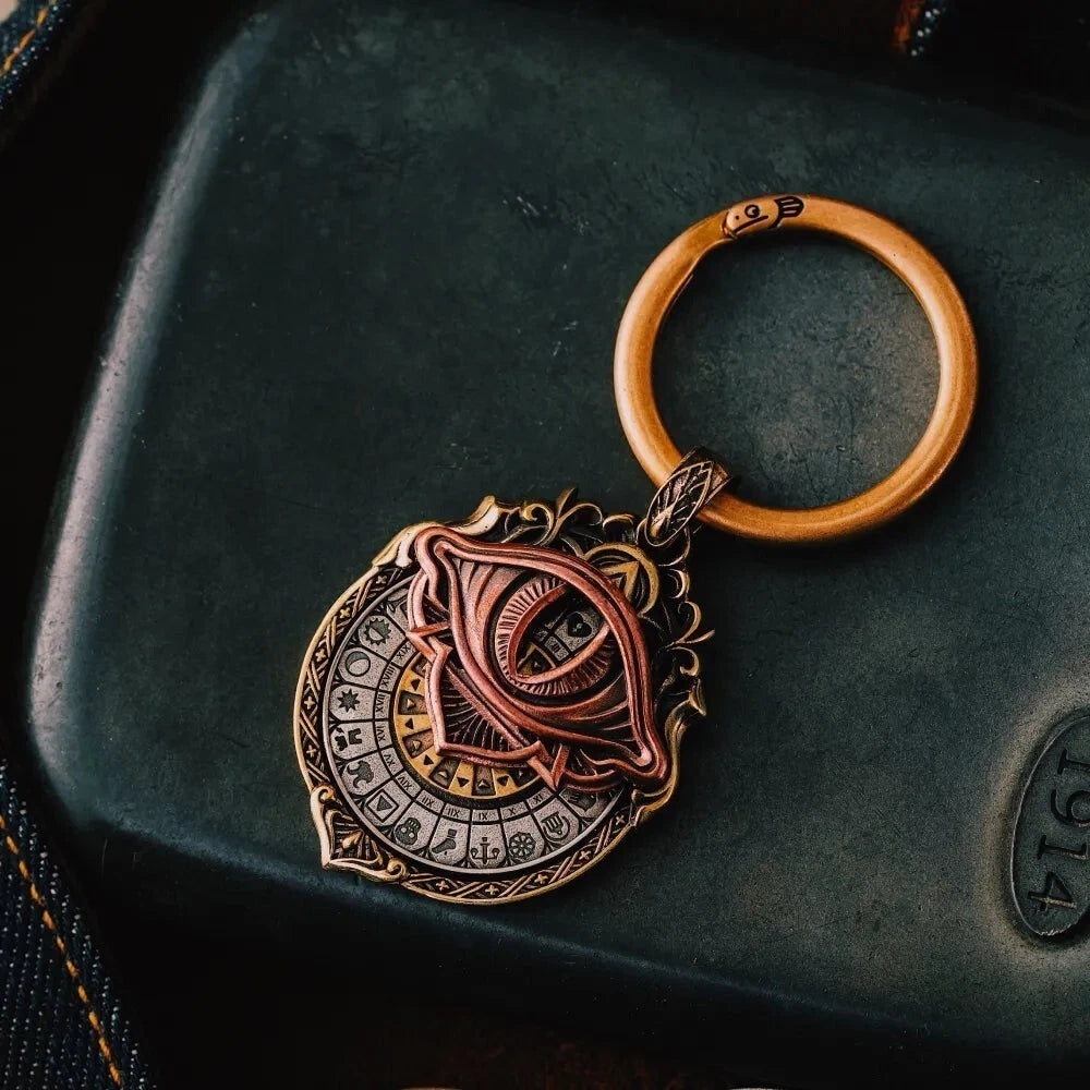 Tarot Vision Anhänger, Vintage Astrologie Schmuck, Messing Runder Anhänger