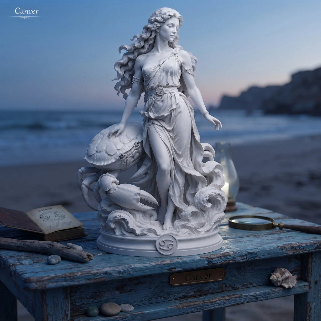 Cancer Zodiac Sculpture, 20 cm Resin Statue, Astrology Home Decor