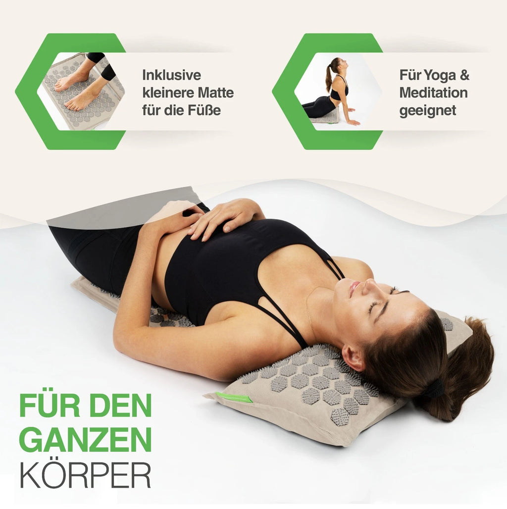 BACKLAxx® Akupressurmatt<wbr/>e XL Set mit Kissen Nadelmatte Massagematte Akupunktur