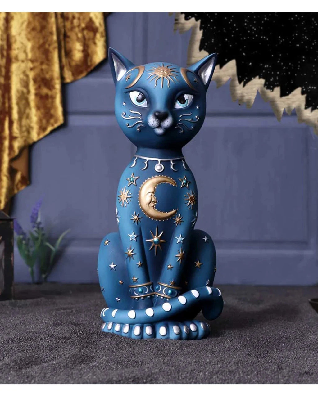 Spirituelle Katzenfigur mit Himmelszeichen 26 cm als Geschenkidee