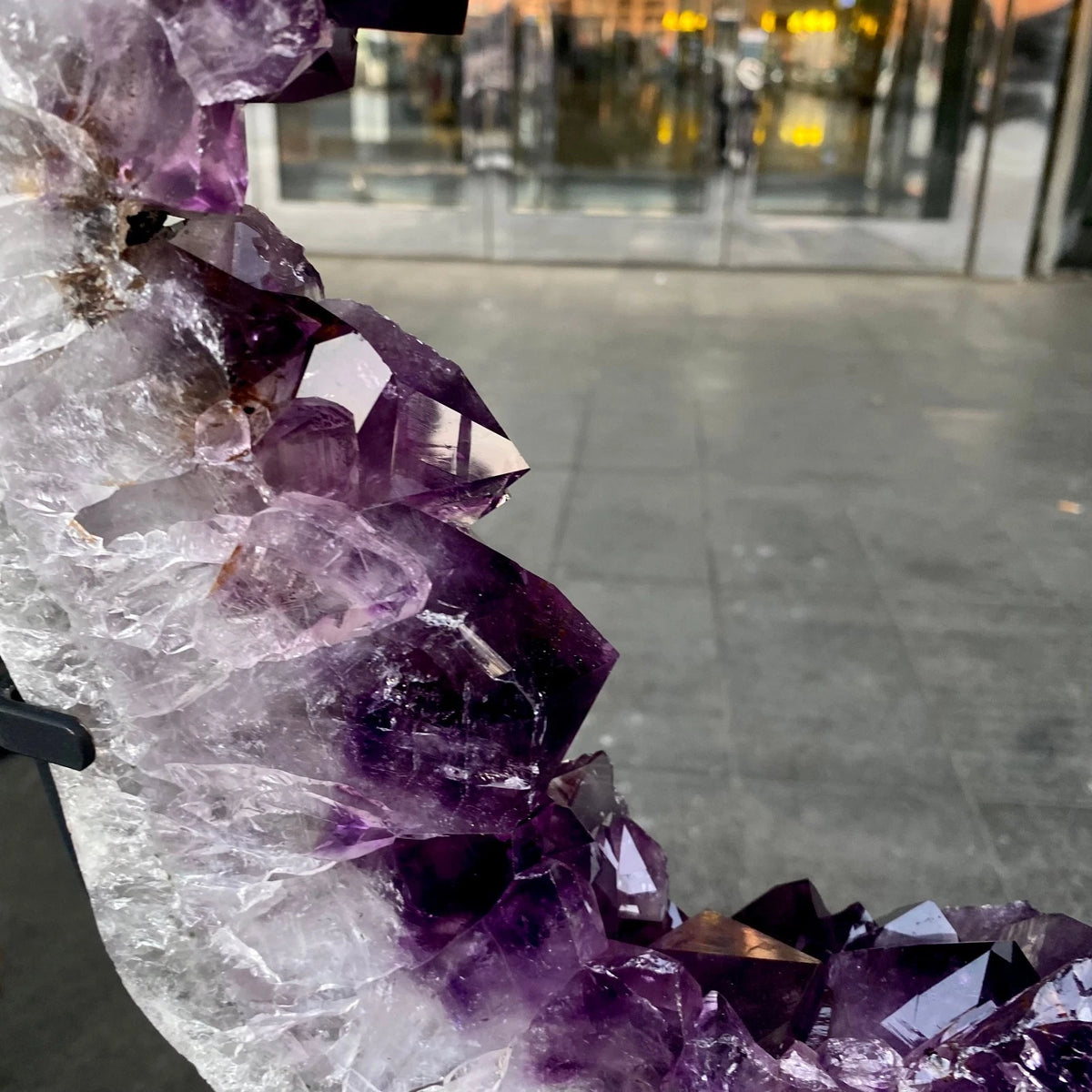 23.01LB Natural amethyst hole quartz cluster crystal Coarse slice pecimen