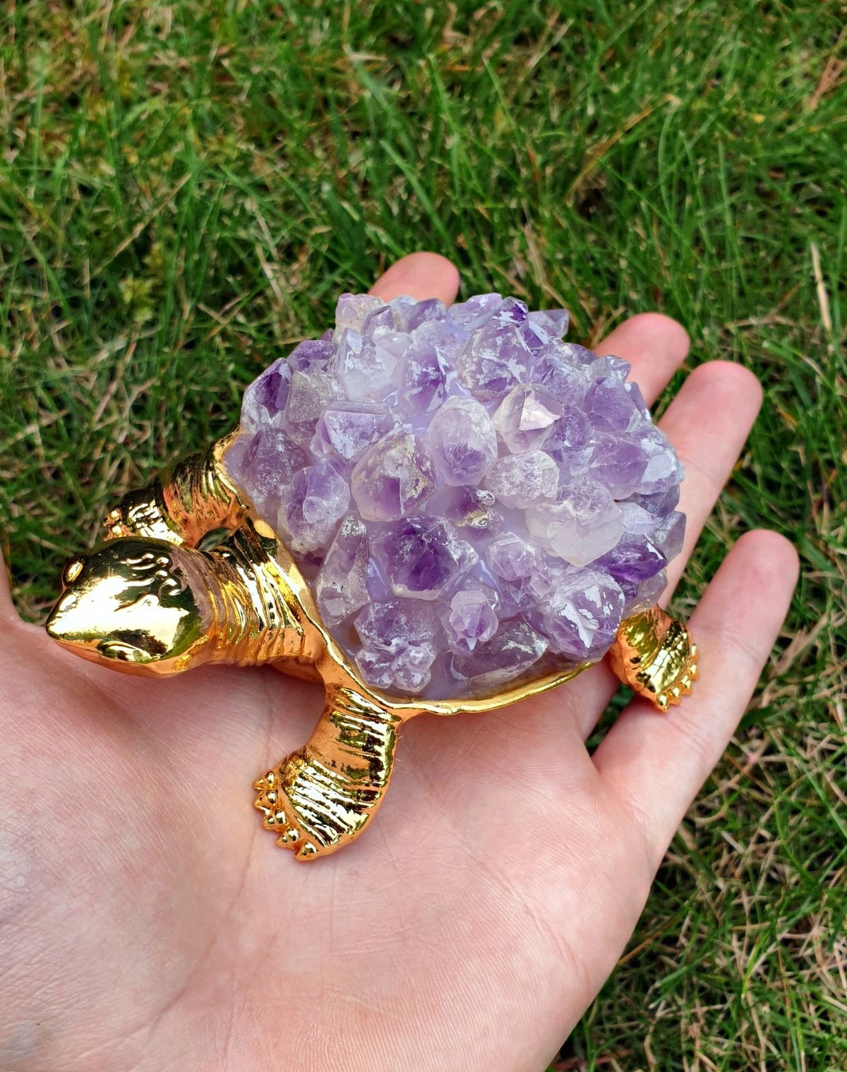 Amethyst Schildkröte – Spiritueller Schutz &amp; Heilstein Energie Figur Glück neu