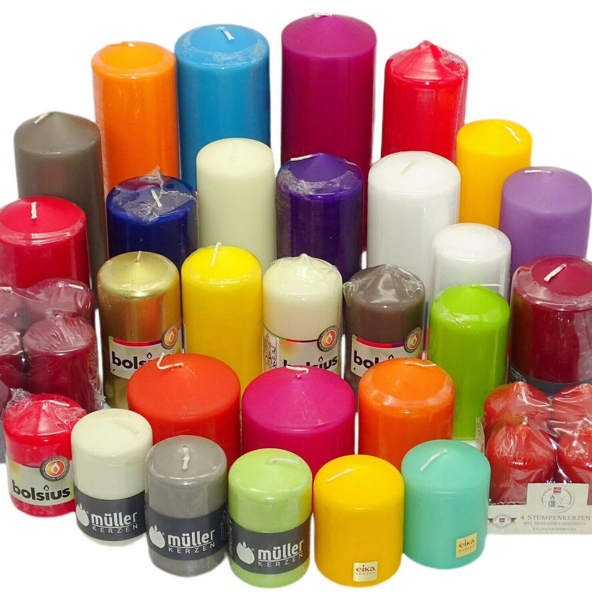 5 - 12 kg Premium Stumpenkerzen Blockkerzen Kerzen 1 Wahl farblich bunt gemischt