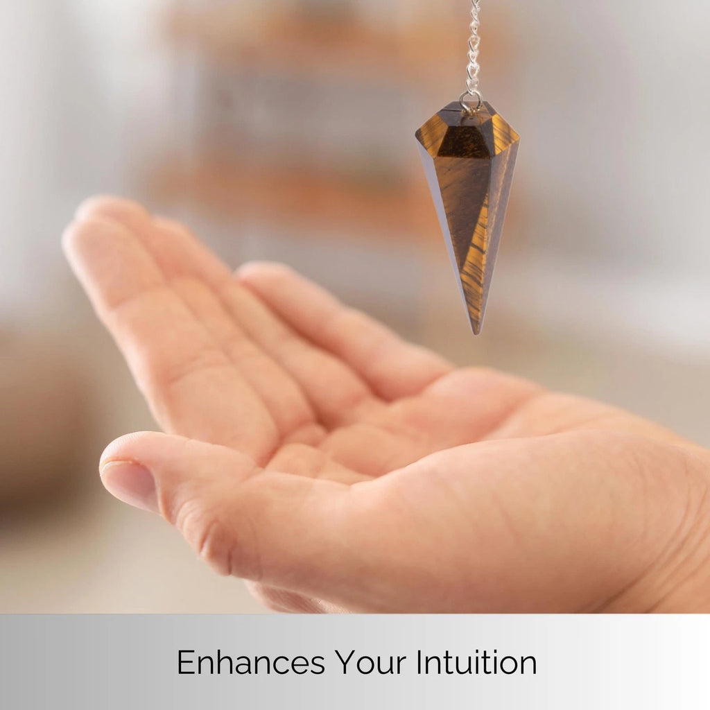 Tiger Eye Pendulum Crystal Stone, Faceted Pendulum Divination Tools, Dowsing