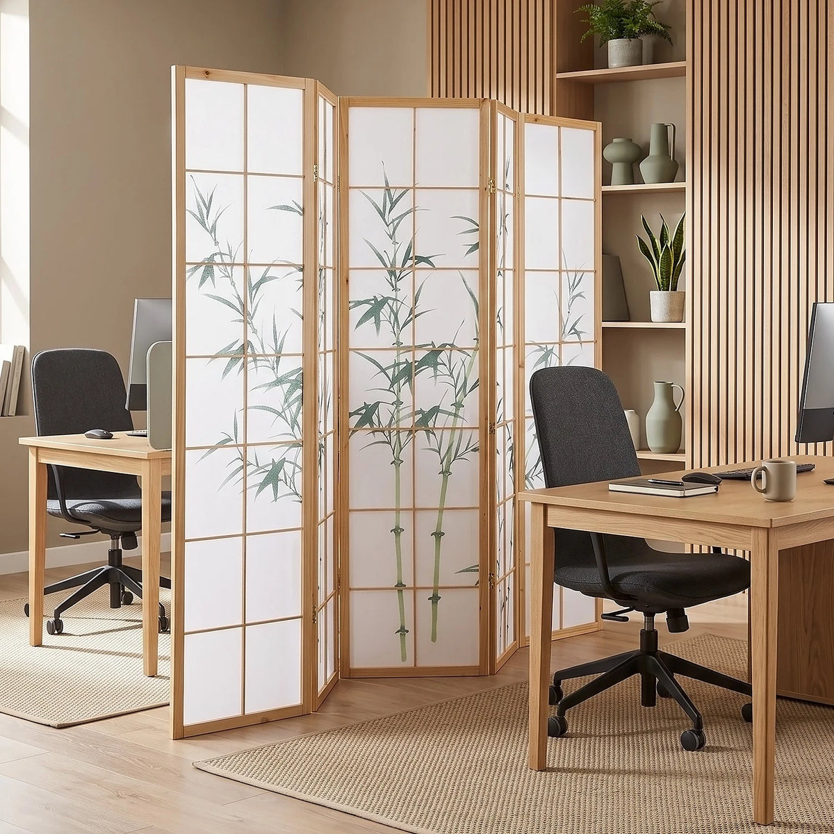 Raumteiler Trennwand Paravent Holz Massiv Sichtschutz Shoji Bambus Homestyle4u