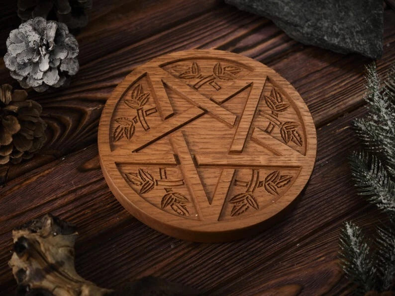 Pentagrammtafe<wbr/>l, heidnisches Altardekor, Hexentafel, Altarständer, Altar,