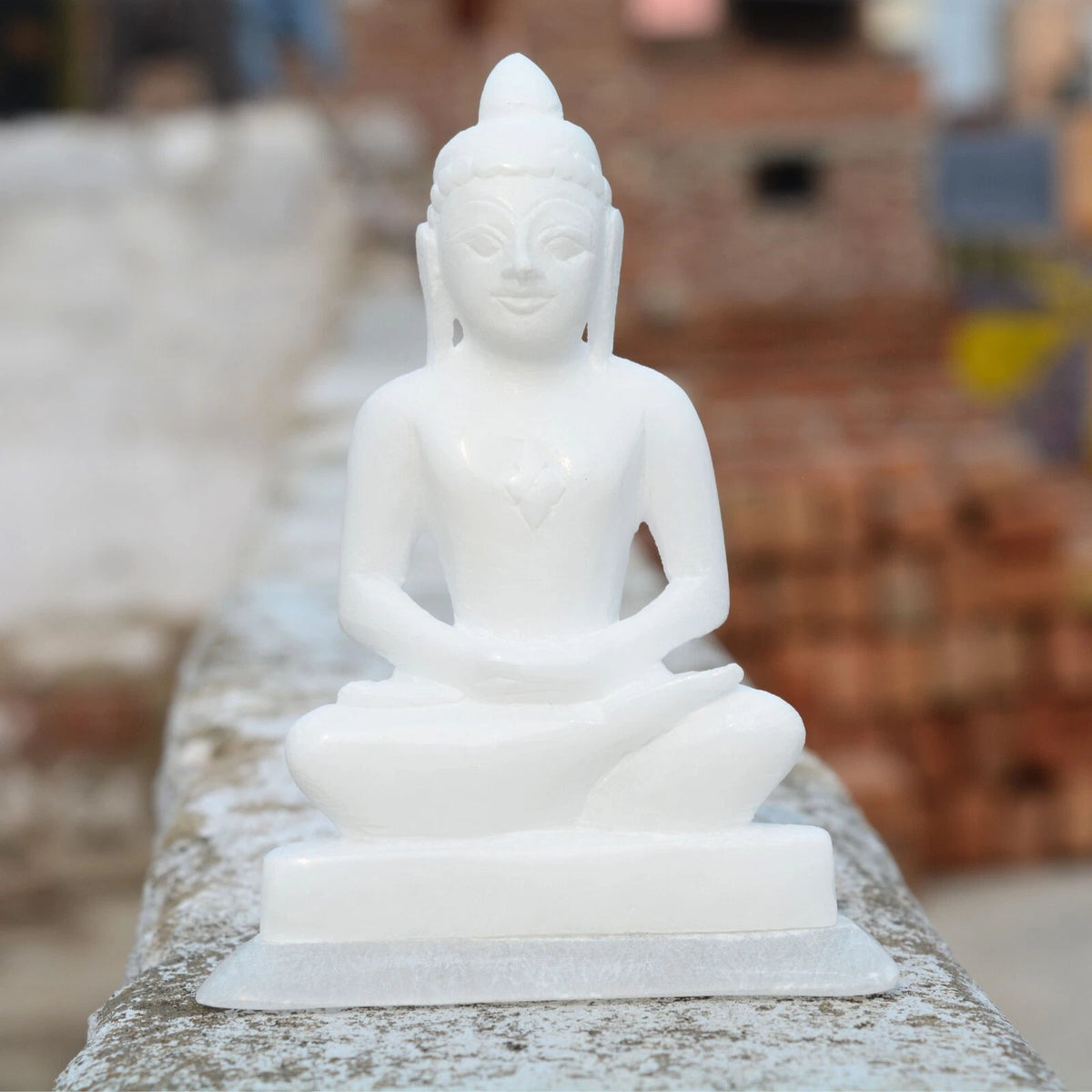 Marble Mahavir Swami Spiritual Statue Jain Temple Decor Meditation and Worship