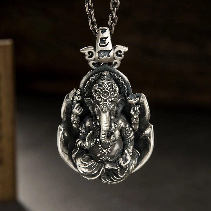 New Men's Buddhist Amulet Stainless Steel Ganesha Necklace Jewelry with Chain
